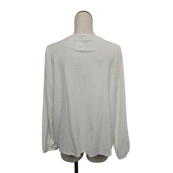 NWT J.Crew Long Sleeve Clip Dot Top Womens Size XXL Cream Ivory Textured Neutral - Picture 2 of 9